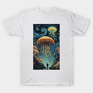 Starry Night Serenade: Van Gogh-Inspired Jellyfish Delight T-Shirt